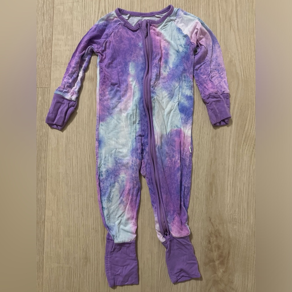 Little Sleepies Purple and Pink Tie-Dye Footie